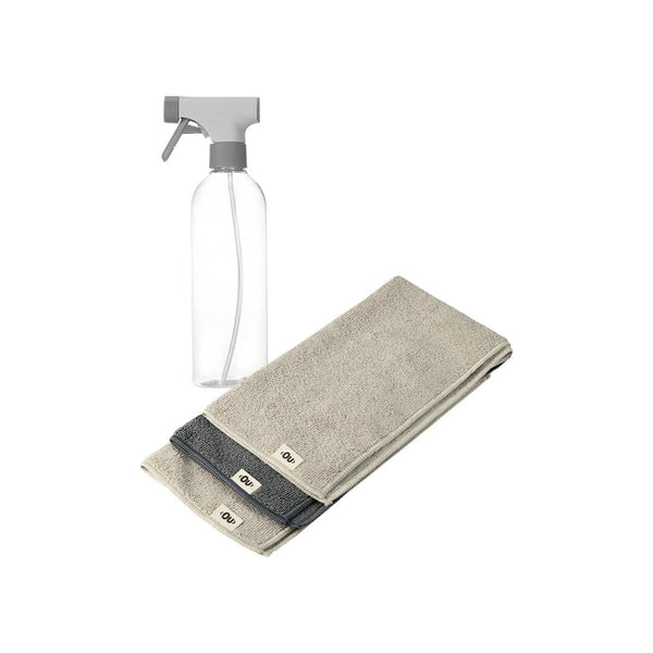Kit Borrifador e Panos de Limpeza em Microfibra Linha Flow - Ou